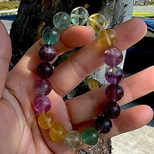 Mixed Color Fluorite Bead Bracelet